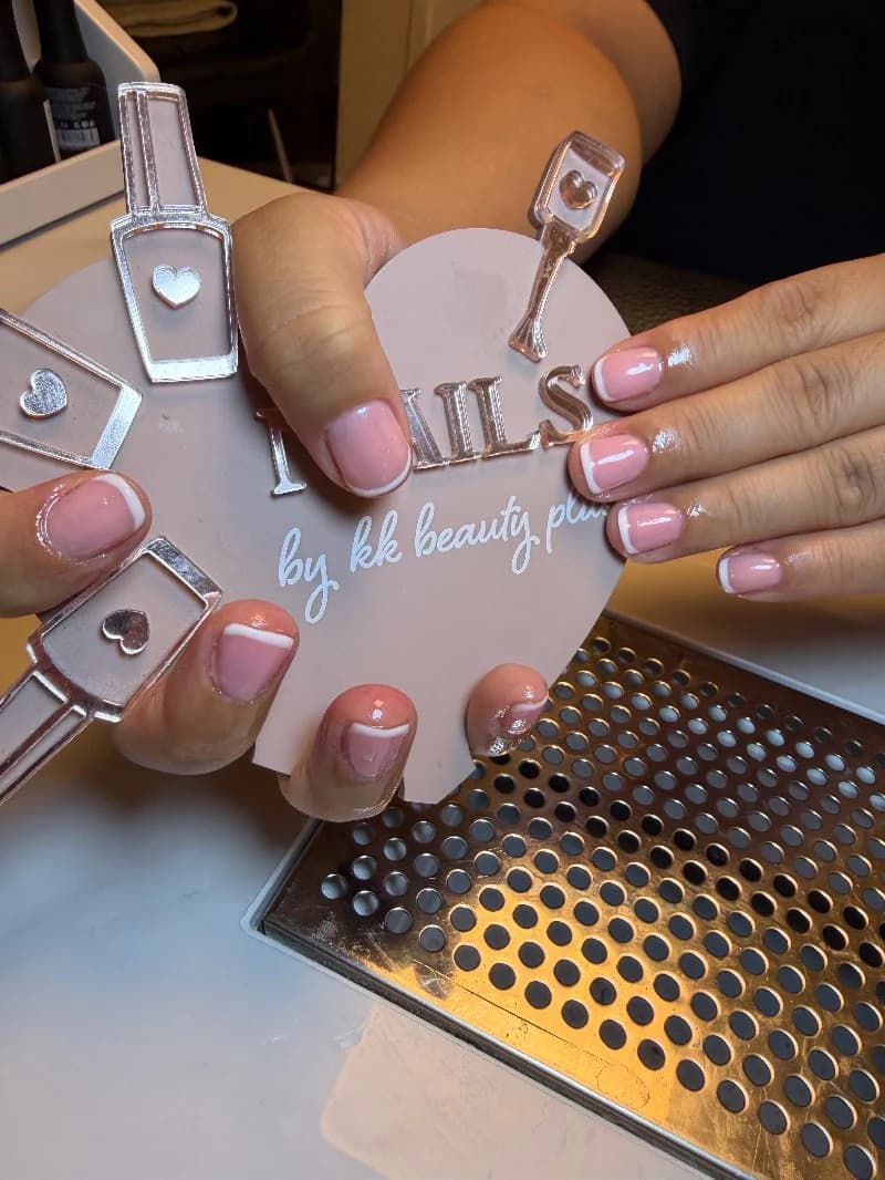 Baby pink nails with soft white French tips