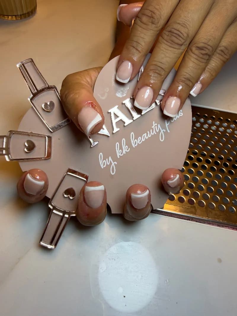 Natural French tips on short square nails