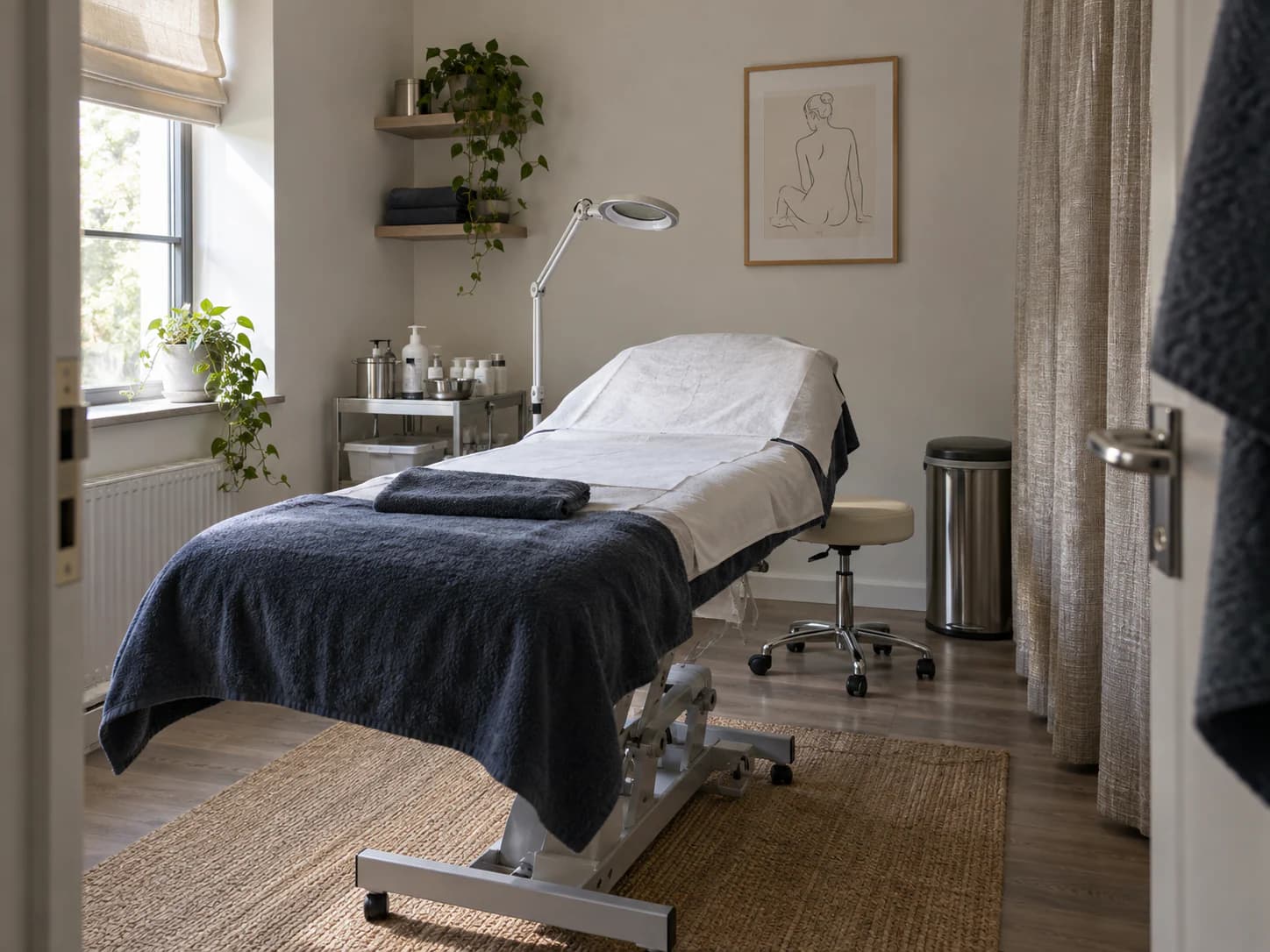 A private facial and waxing room ready for an appointment
